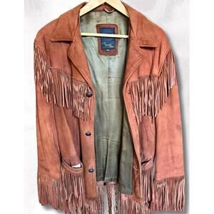 Vintage '60s Western Fringe Jacket - Suede Leather, Size 40